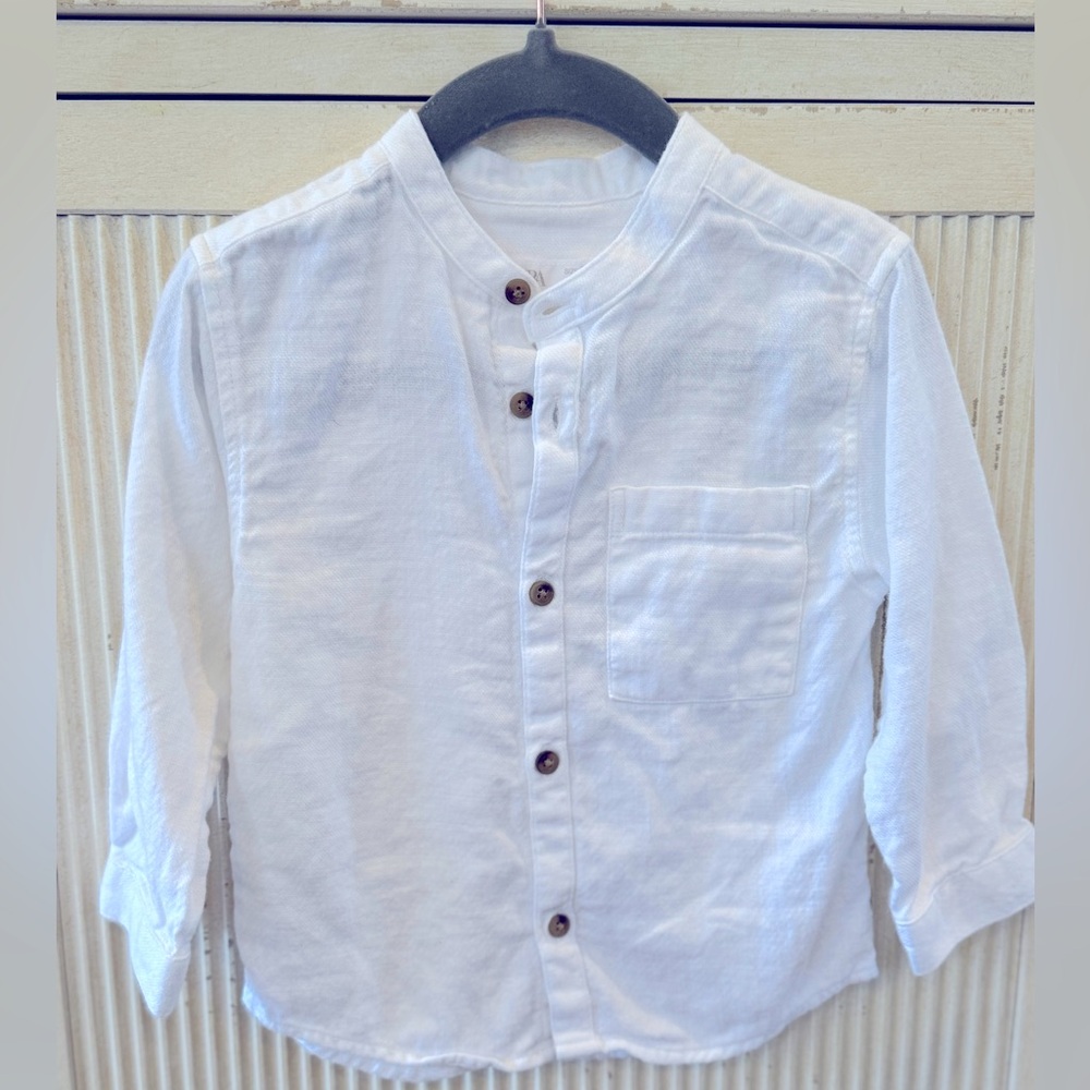 Brand new without tags, Zara white linen shirt, size 12-18M